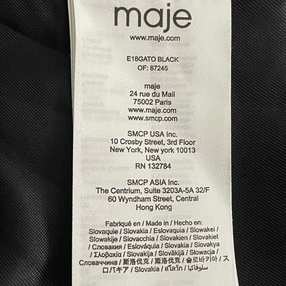 Maje Black open front Brazer Jacket belt tie waist Sz 2/ M - Picture 6 of 7